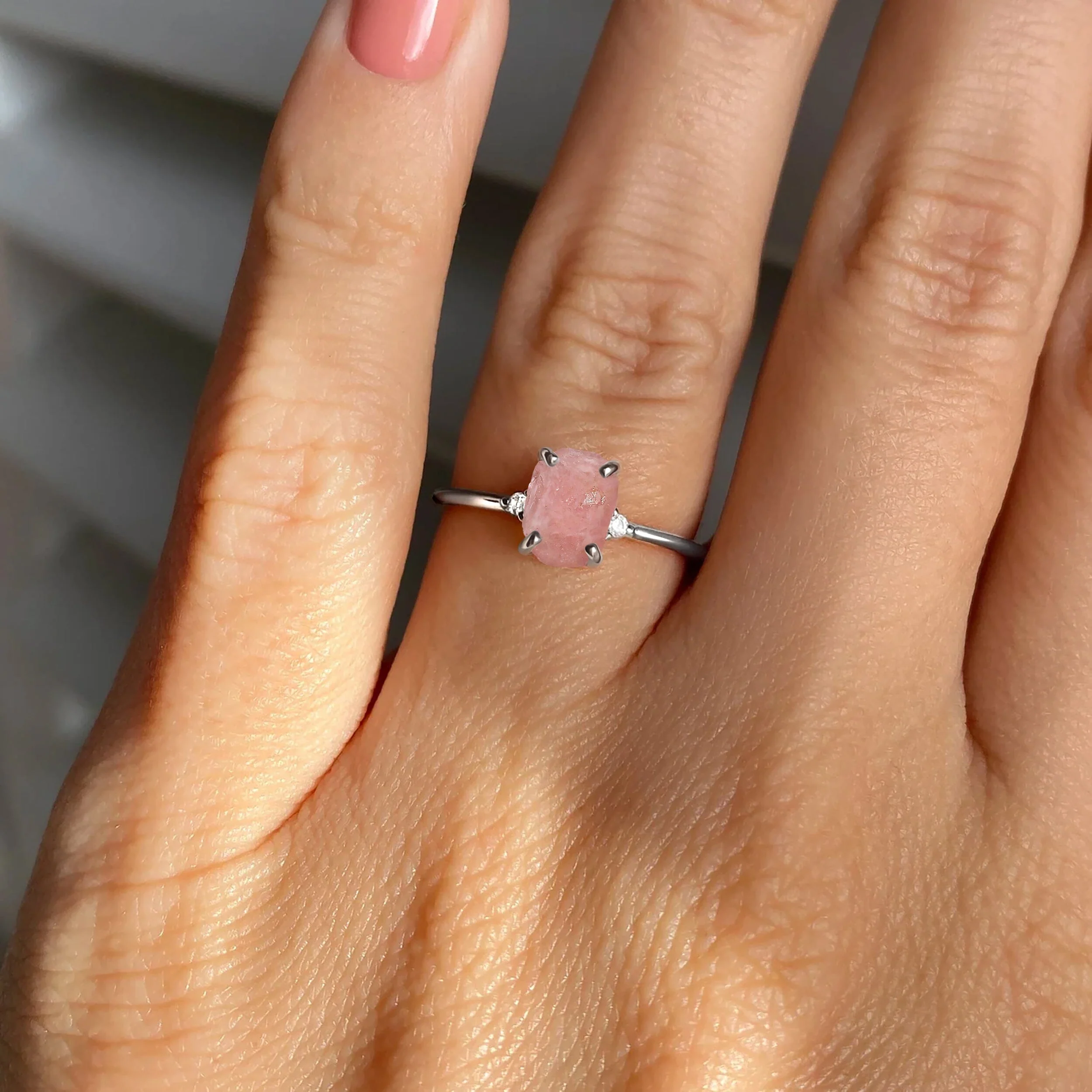 Rose Quartz Ring - Petite Raw Allure - Image 2