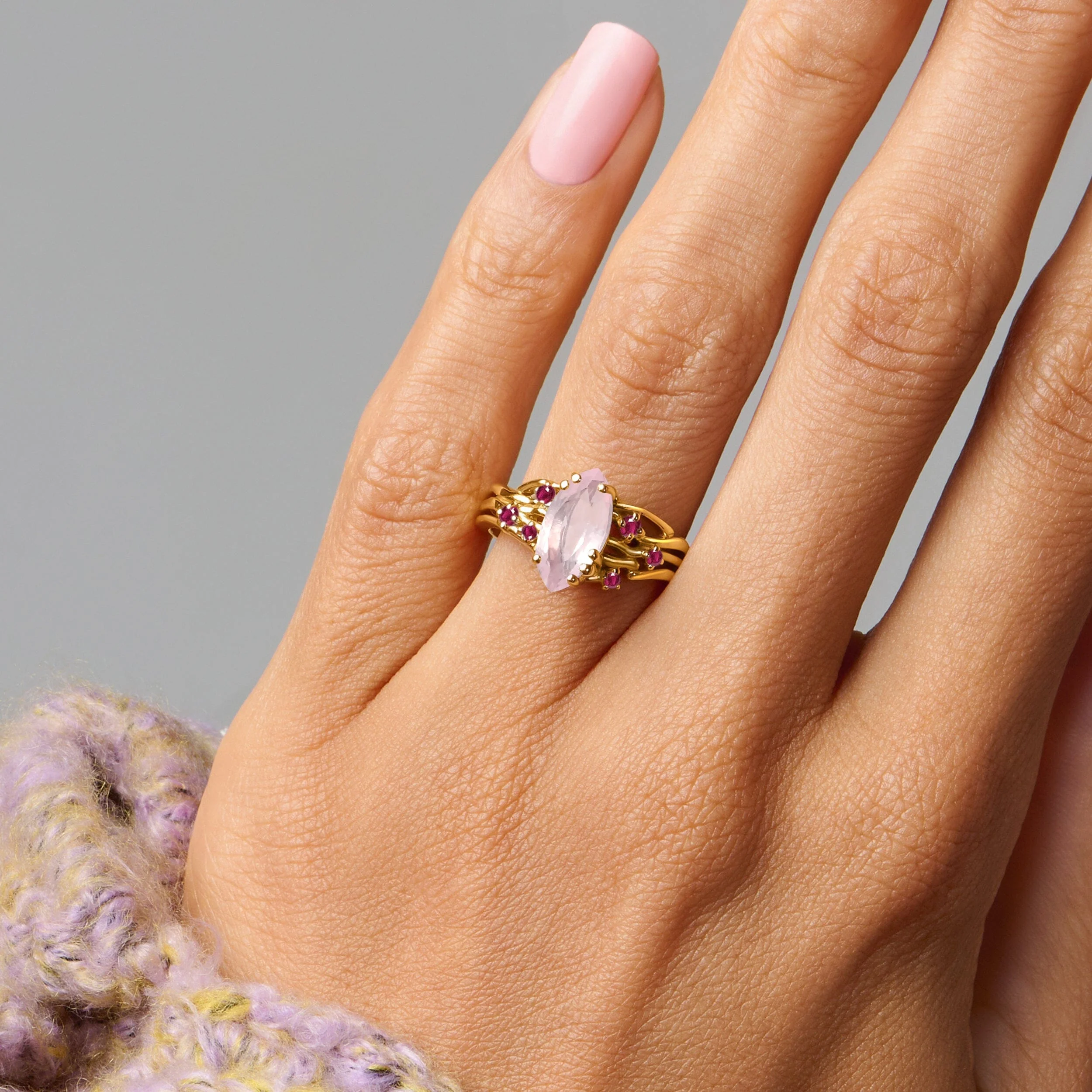 Rose Quartz Ruby Ring - Radiance - Image 6