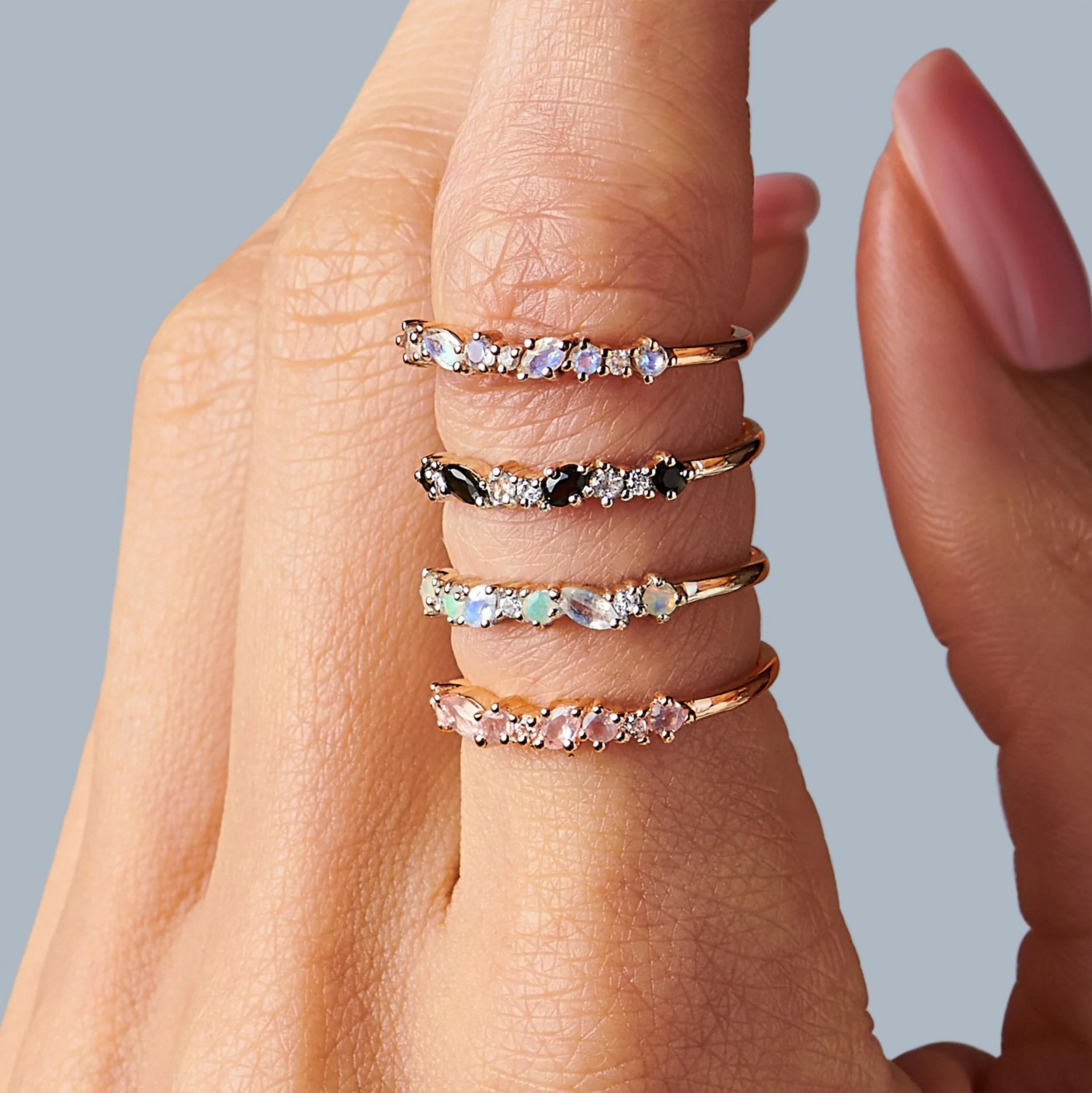 Rose Quartz White Zircon Ring - Grace - Image 11