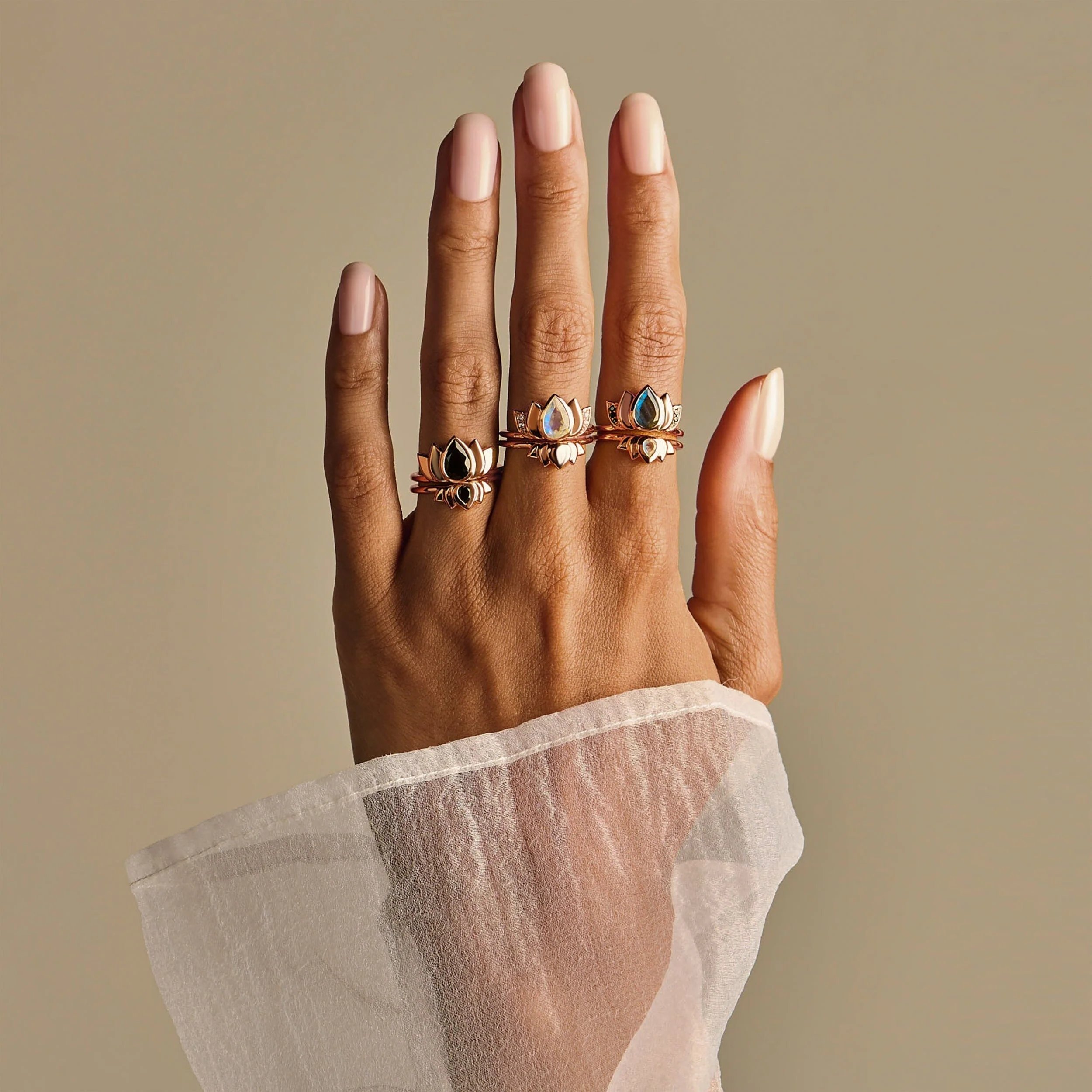 Silver Stacking Ring - Mini Lotus - Image 12