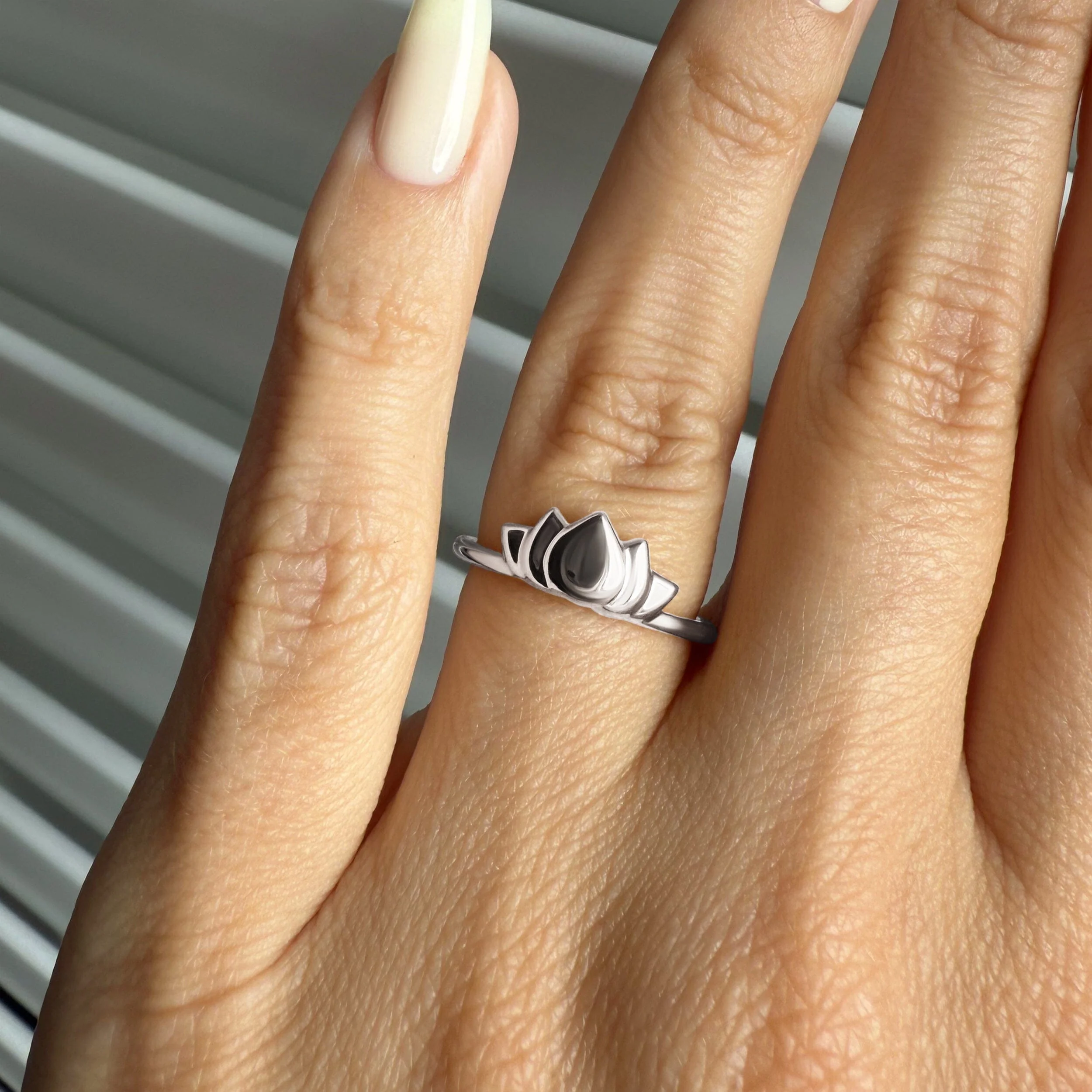 Silver Stacking Ring - Mini Lotus - Image 17