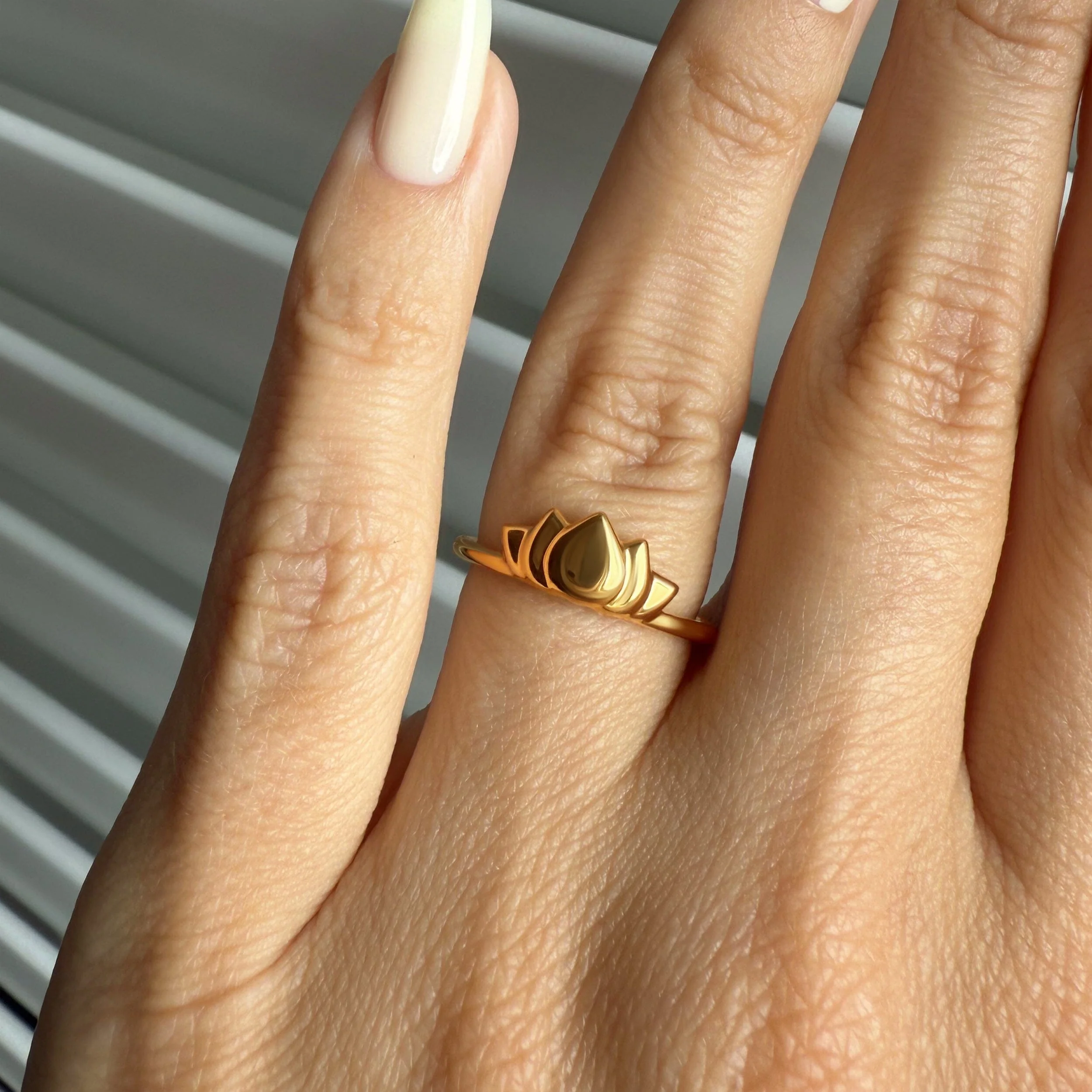 Silver Stacking Ring - Mini Lotus - Image 6