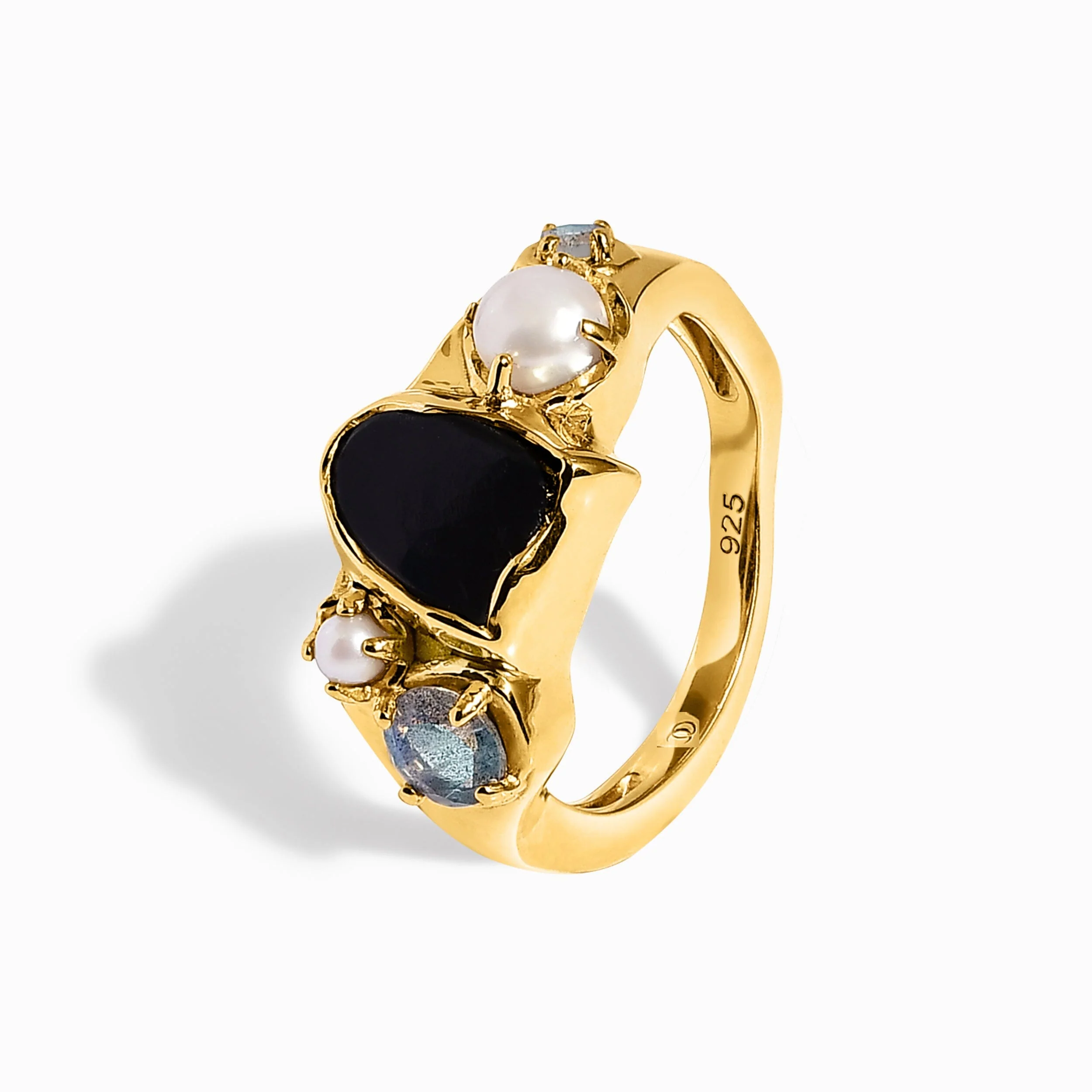 Black Obsidian Pearl Ring - Midnight Heirloom - Image 19