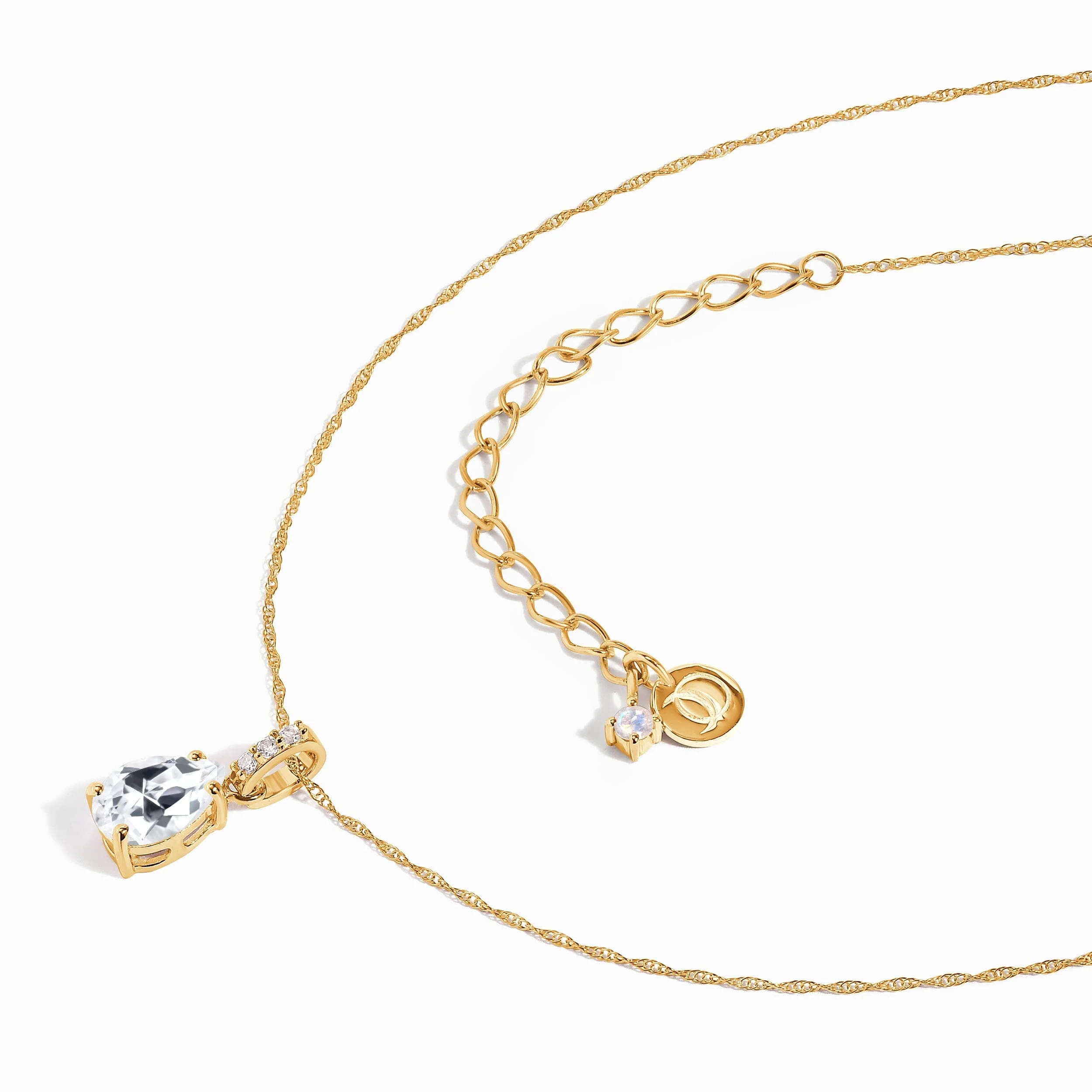 White Topaz Diamond Necklace Sway - April Birthstone - Image 17
