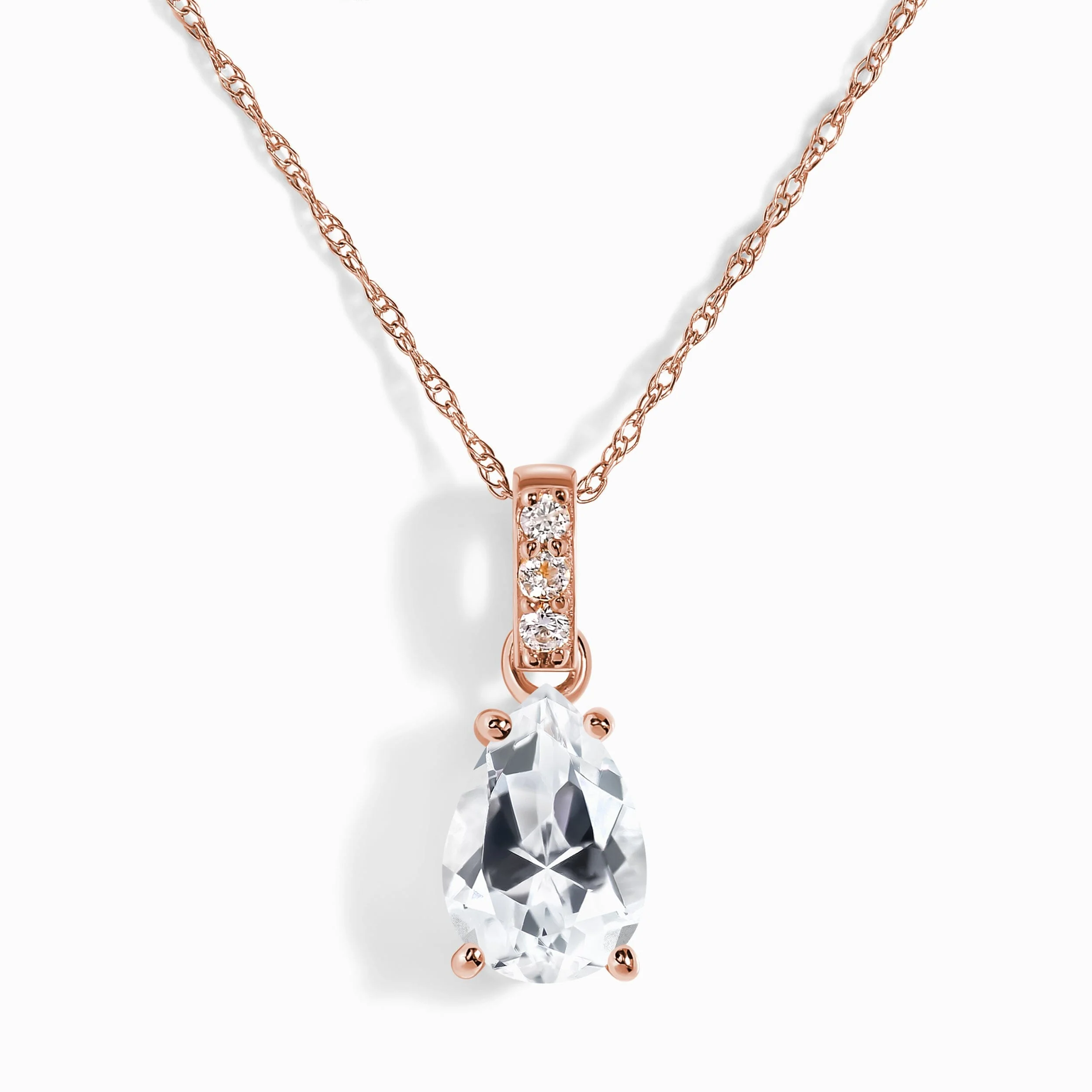 White Topaz Diamond Necklace Sway - April Birthstone - Image 3