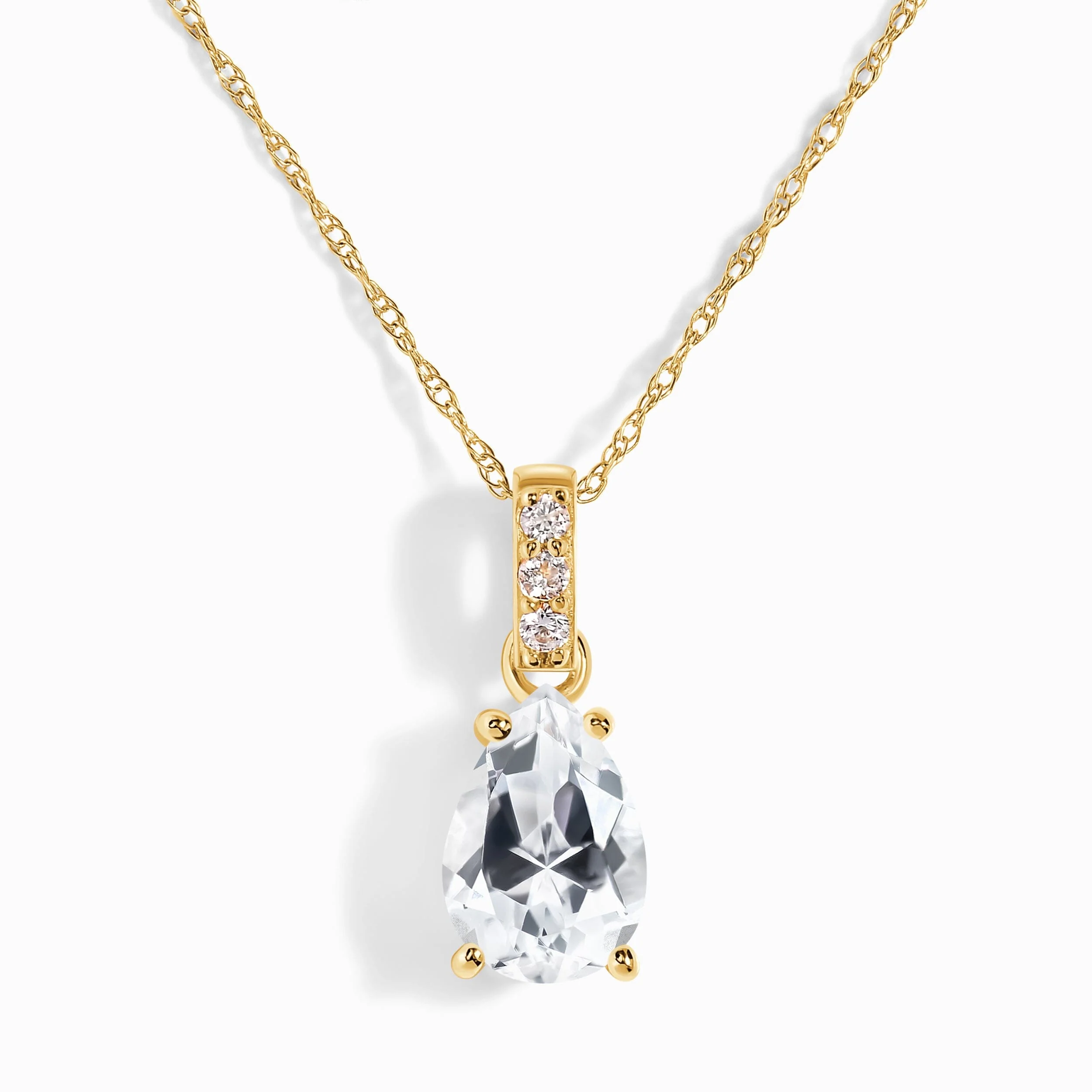White Topaz Diamond Necklace Sway - April Birthstone - Image 5