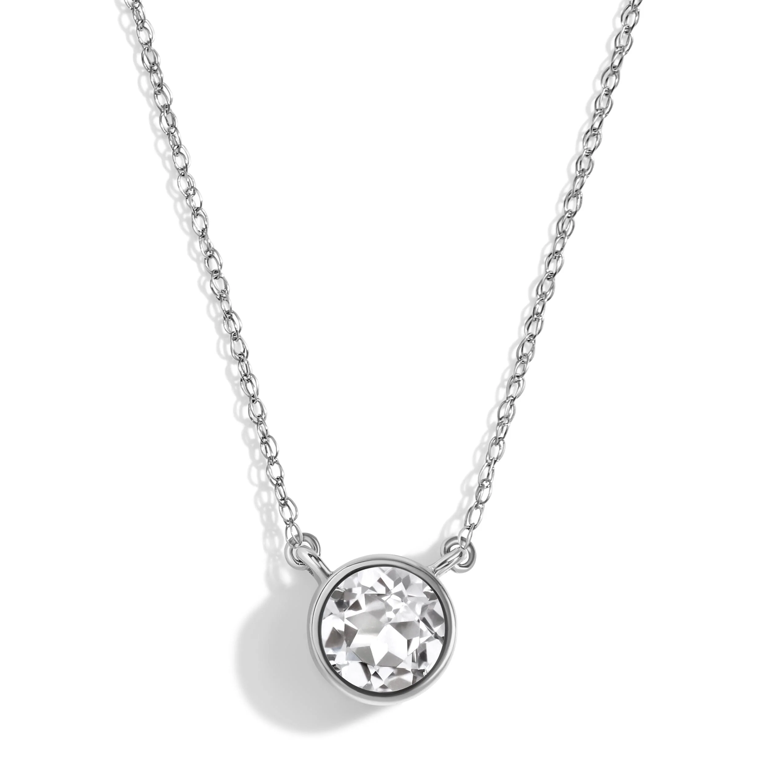 White Topaz Necklace - Solitaire - Image 5