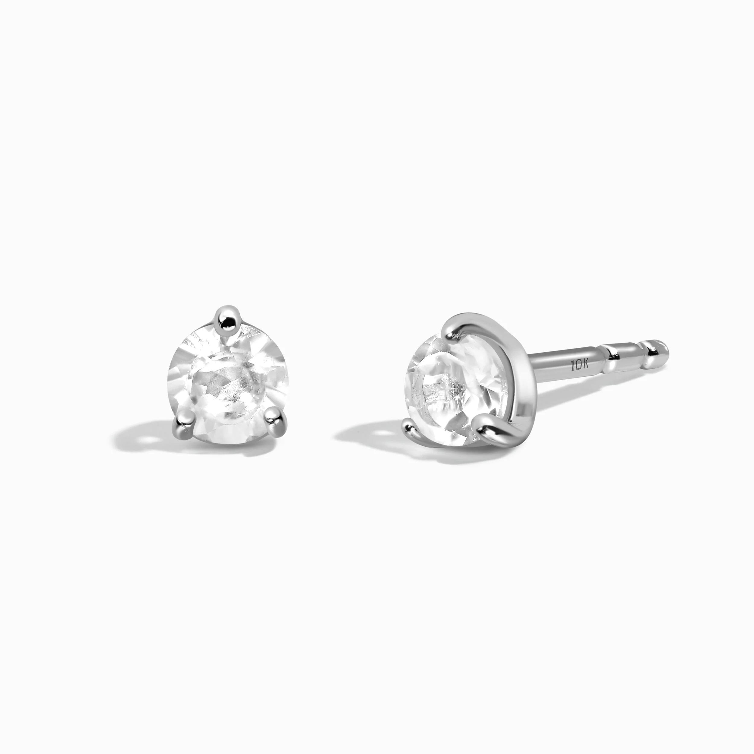 White Topaz Round Studs - April Birthstone - Image 3