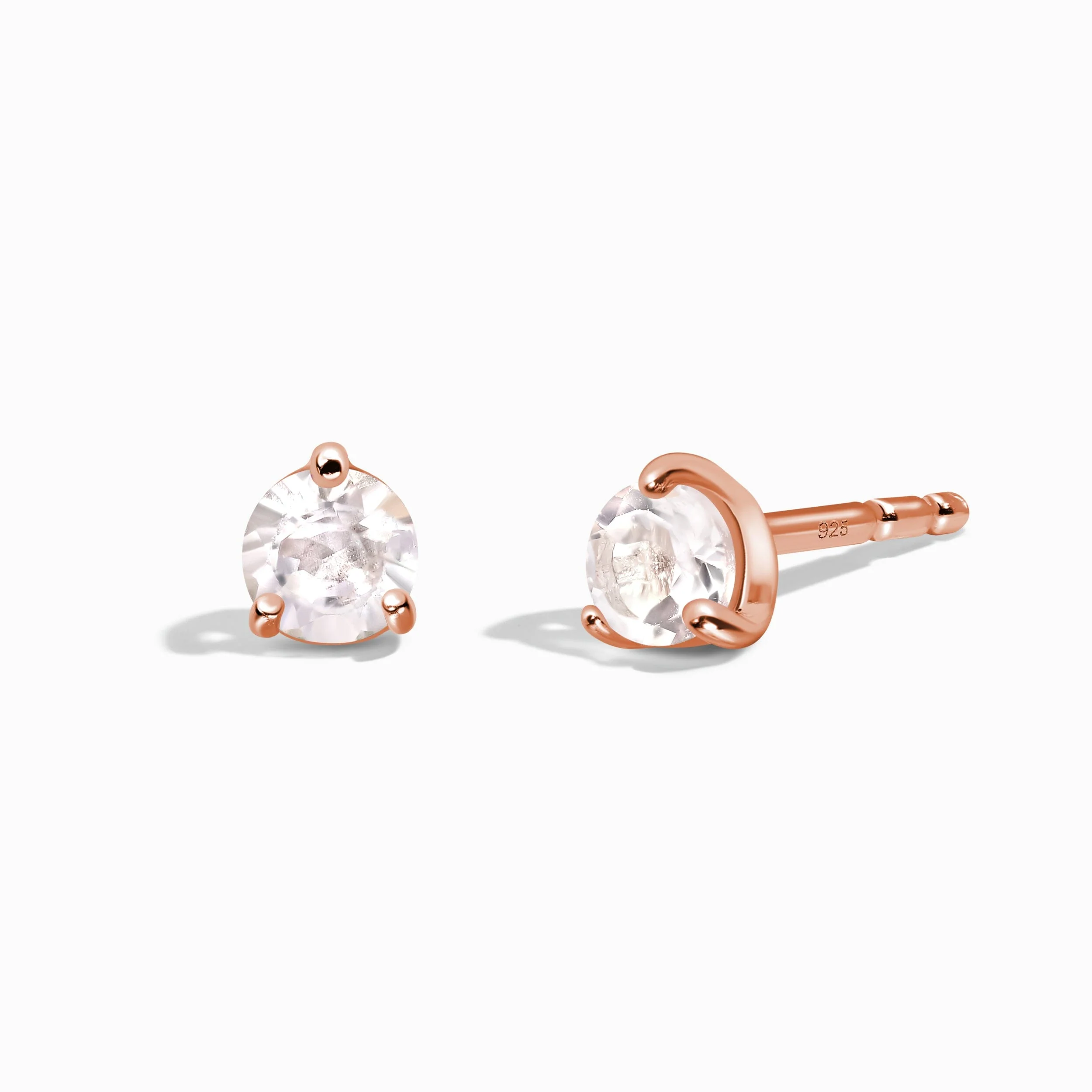 White Topaz Round Studs - April Birthstone - Image 5