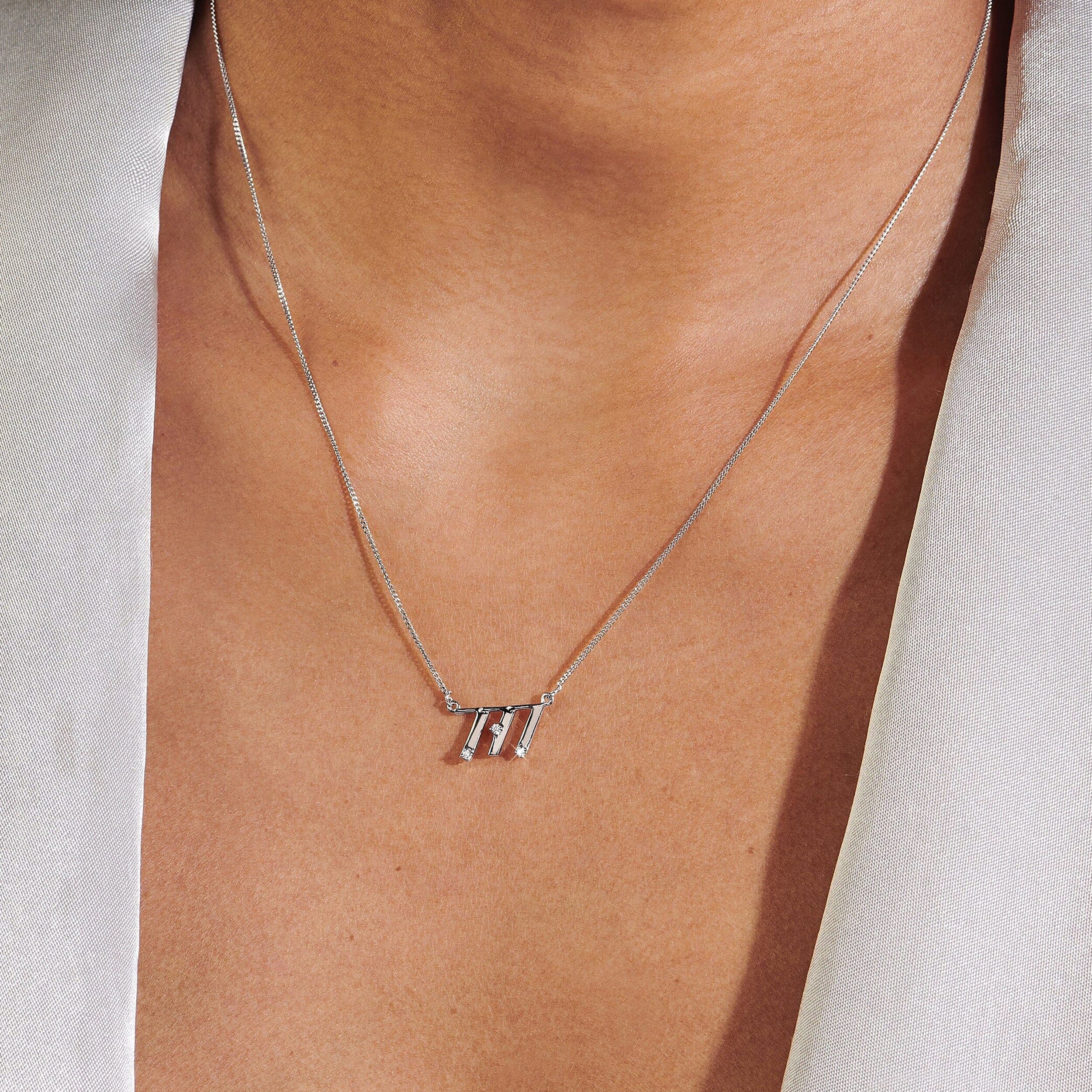 White Zircon Necklace - I Am Lucky - Image 2