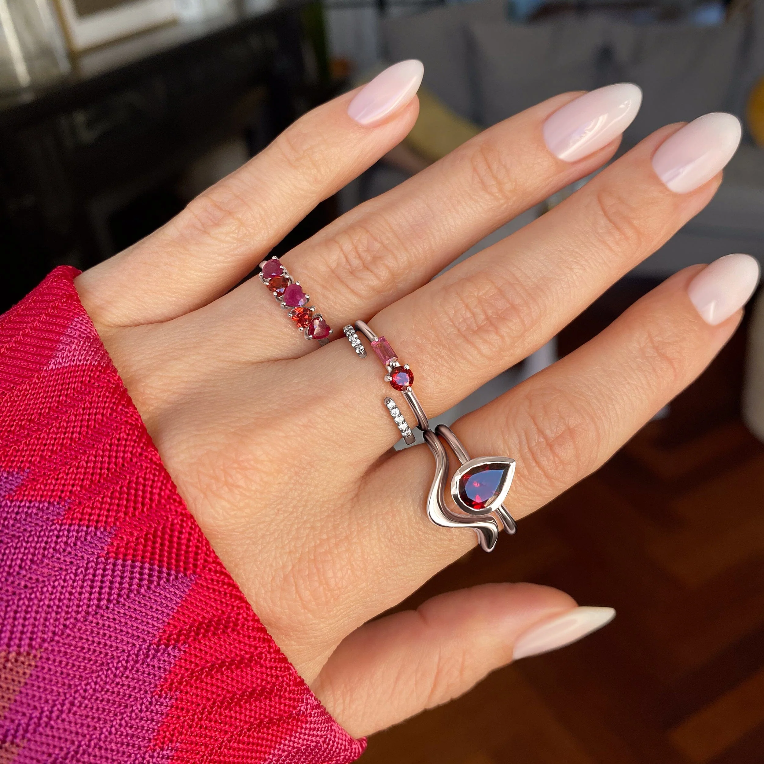 White Zircon Ring - Twinkling Band - Image 8