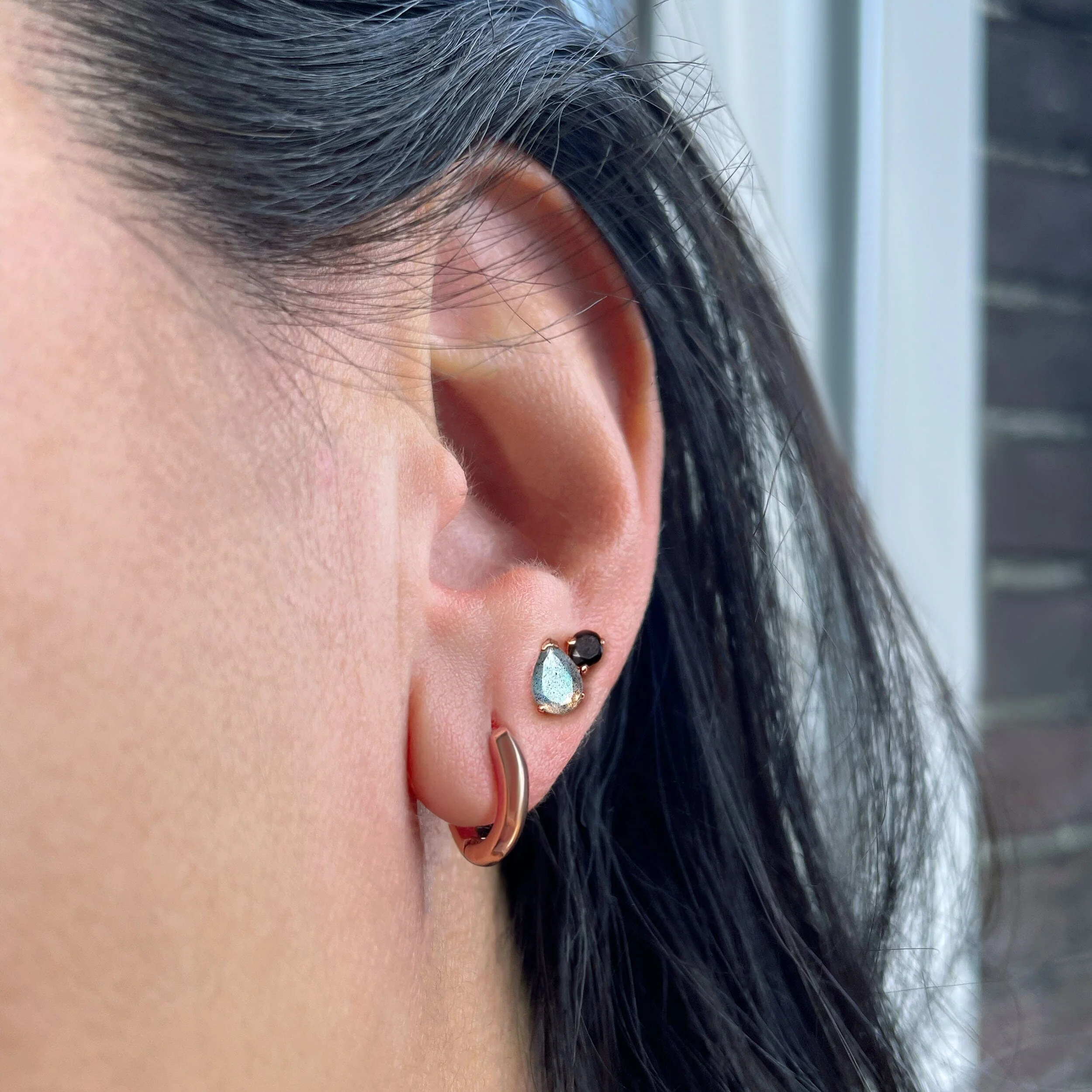Wholeness Hoops & Toi Et Moi Studs - Labradorite & Black Obsidian - Image 4