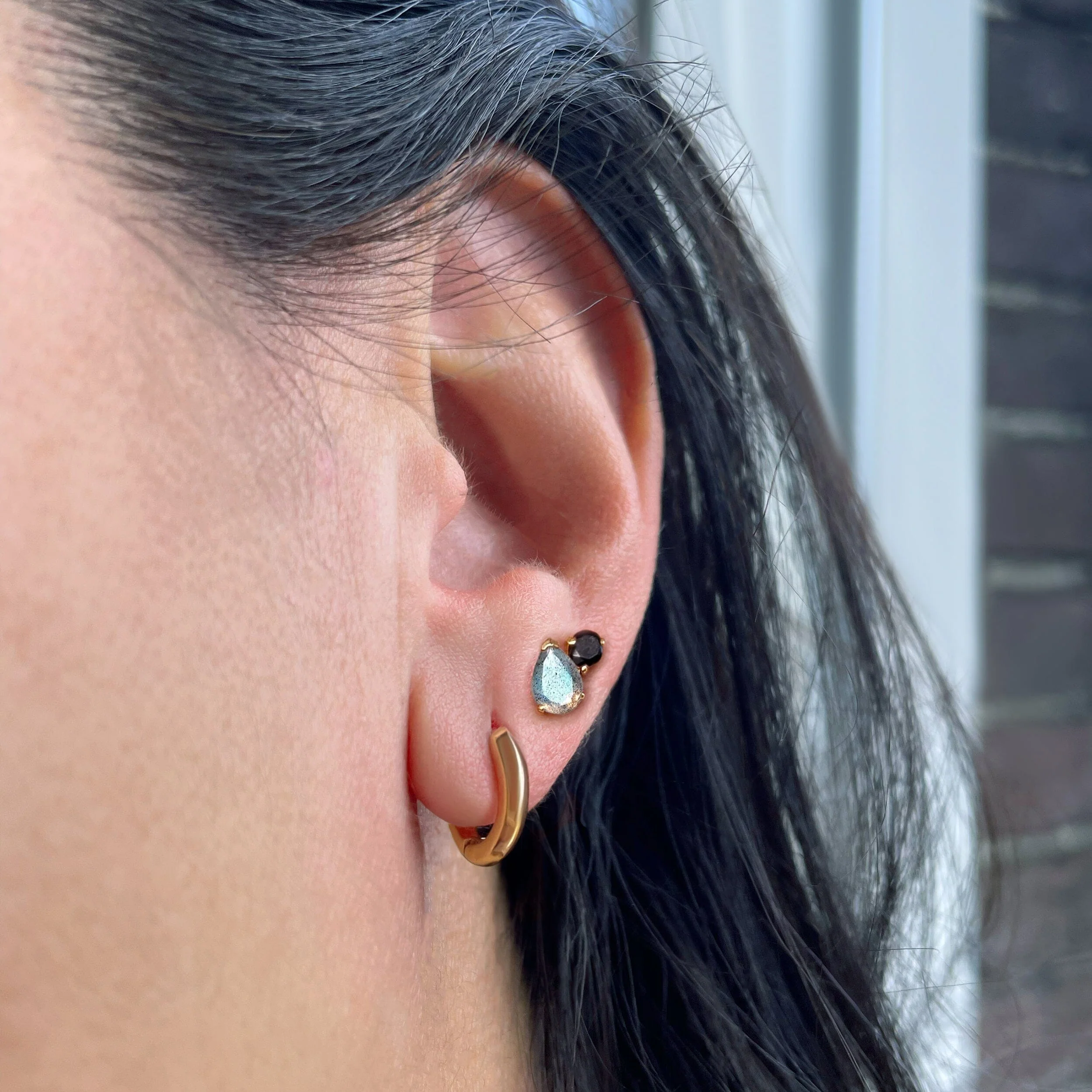 Wholeness Hoops & Toi Et Moi Studs - Labradorite & Black Obsidian - Image 6